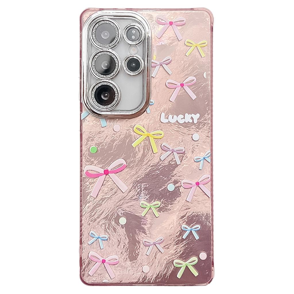 For Samsung Galaxy S25 Ultra Case Bowknot Pattern Design IMD PC+TPU Phone Back Cover with Glass Lens Film