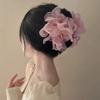 Early Spring Super Fairy Mesh Flower Hair Clip Elegant Pink At Back Of Head Large High-end Shark