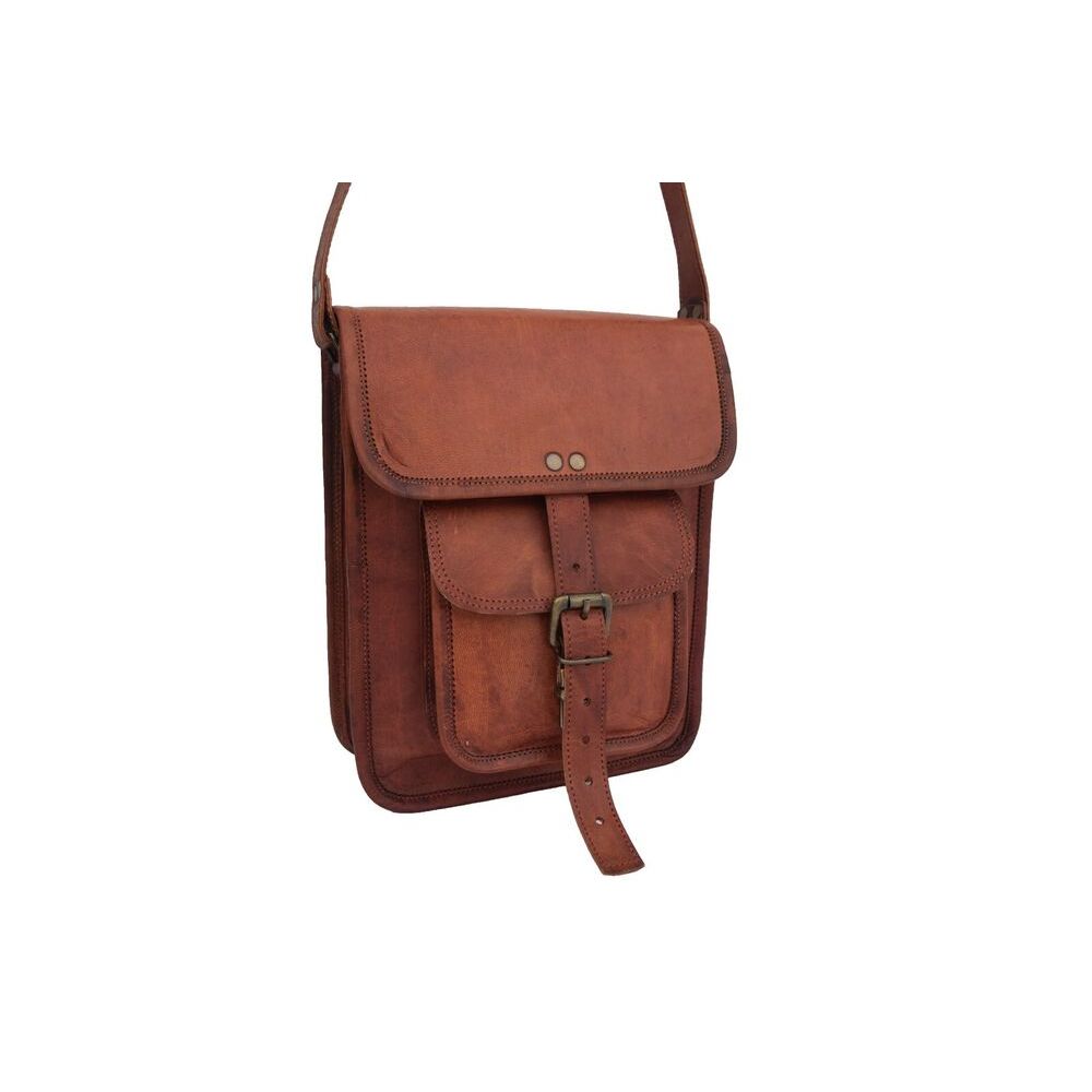 Goat Leather Messenger Bag iPad Tab Satchel Håndveske Crossbody Sling Bags