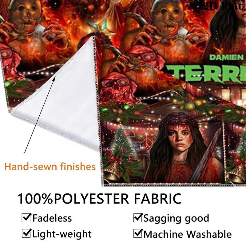 Terrifier Horror Wall Tapestry Aesthetic Wall Hanging Printed Fabric Blanket Decorative Tapestries for Bedroom Living Room Home Decor