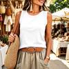 Women Sleeveless Tank Top Round Neck Star Print Casual Summer Vest Lightweight Soft Fabric Comfortable Fit