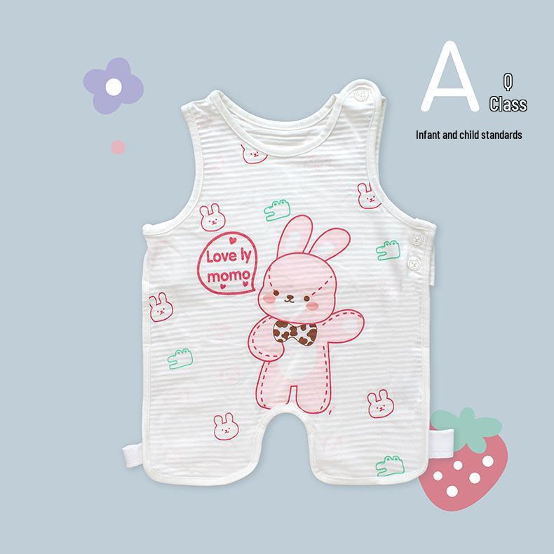 Bavoir d'été mignon Tao Baby en coton à demi-dos et leggings fins protecteur de ventre pour nouveau-nés