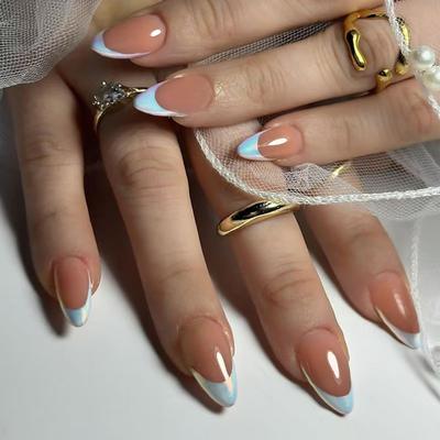 Uñas postizas para usar, color sólido, francesas, extraíbles, parches simples, 30 piezas