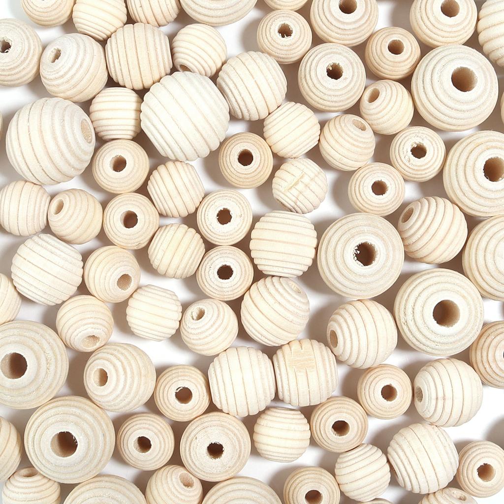 20-50pcs/lot 13 16 20mm Natural Round Wooden Beads Bulk Spiral Loose Ball Wood Beads For DIY Jewelry Making Findings Accessories