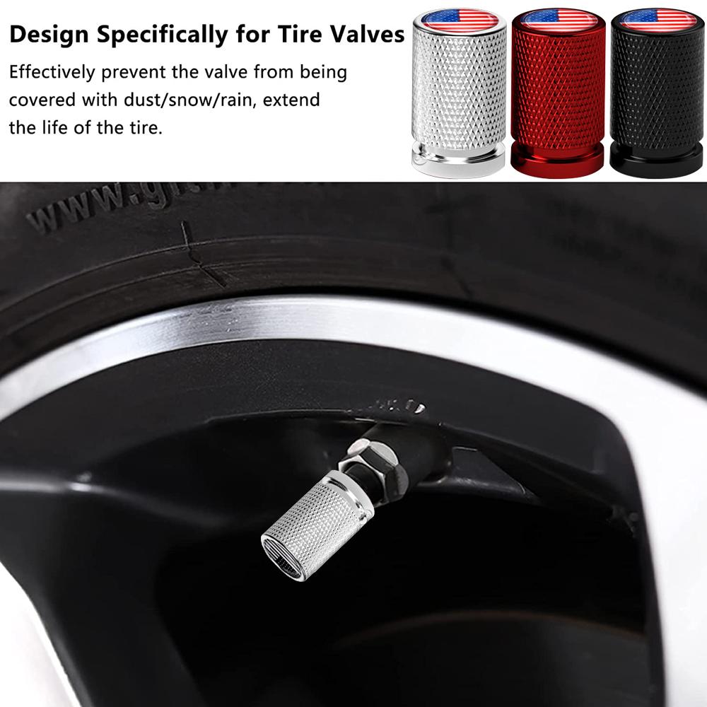 4Pcs America c98 National Flag Car Valve Stem Caps, Universal Tire Valve Stem Caps for Cars, SUVs, Bike, Bicycle, Trucks,Motorcycles
