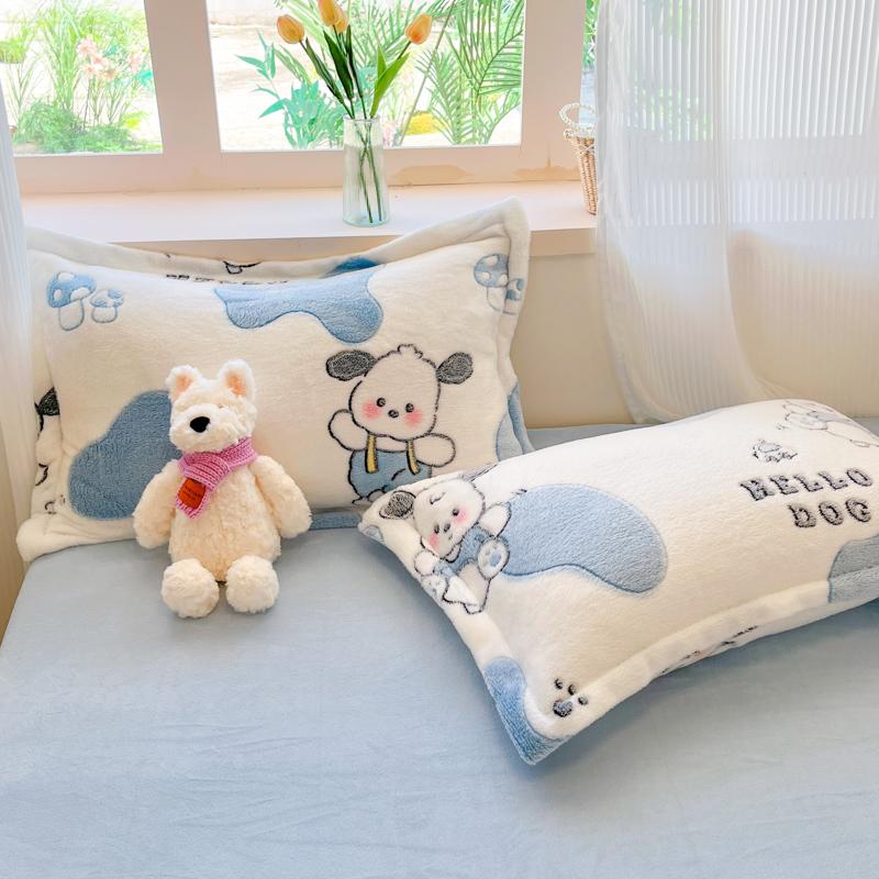 Print Flowers Winter Pillowcase Soft Warm Flannel Milk Keep Warm Pillow Shams Plush Machine Wash Pillow Covers 2 pieces