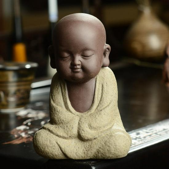 Colorful Zisha Little Monk Buddha Tea Pet - Handmade Decorative Tea Set Accessory