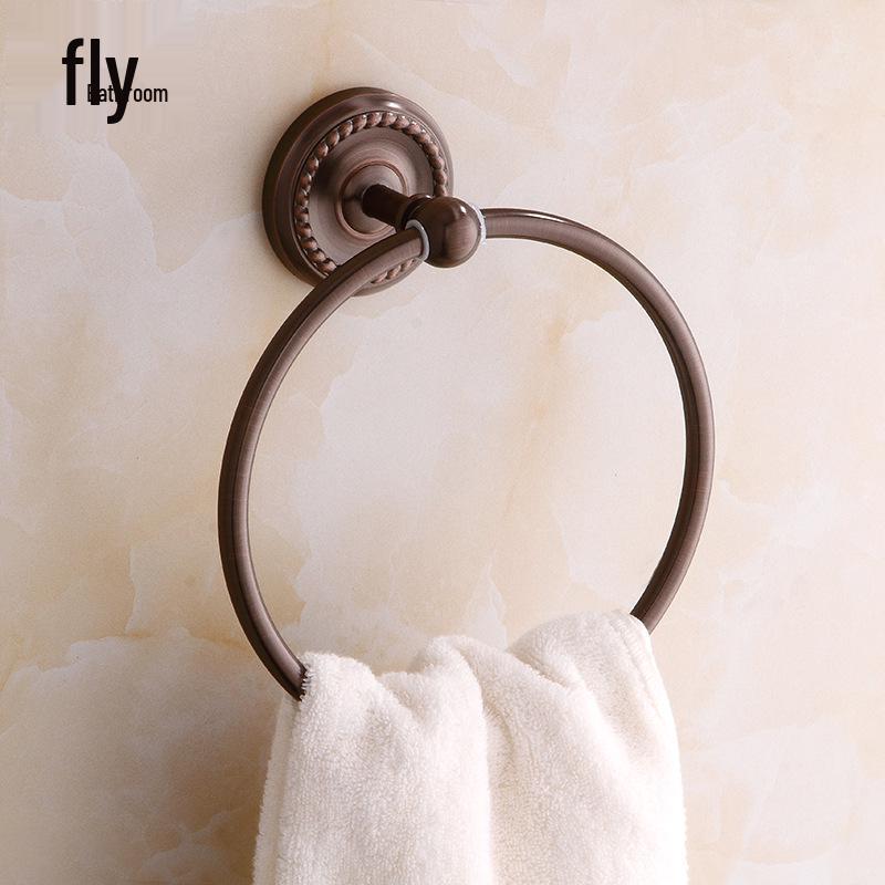 

European-Style Brown & Black Brass Towel Rack Set - Bathroom Accessories & Towel Hanger Combo