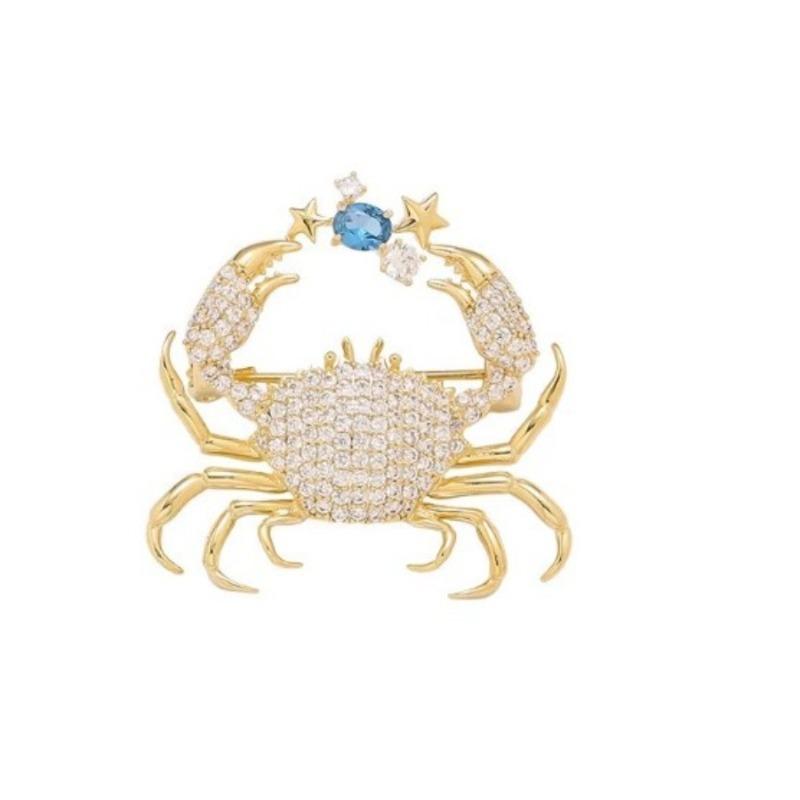 Fashion Crab Brooch Exquisite Simple Personalized Creative Full of Zirconium Pins Suit Jacket Chest Flower Accessories