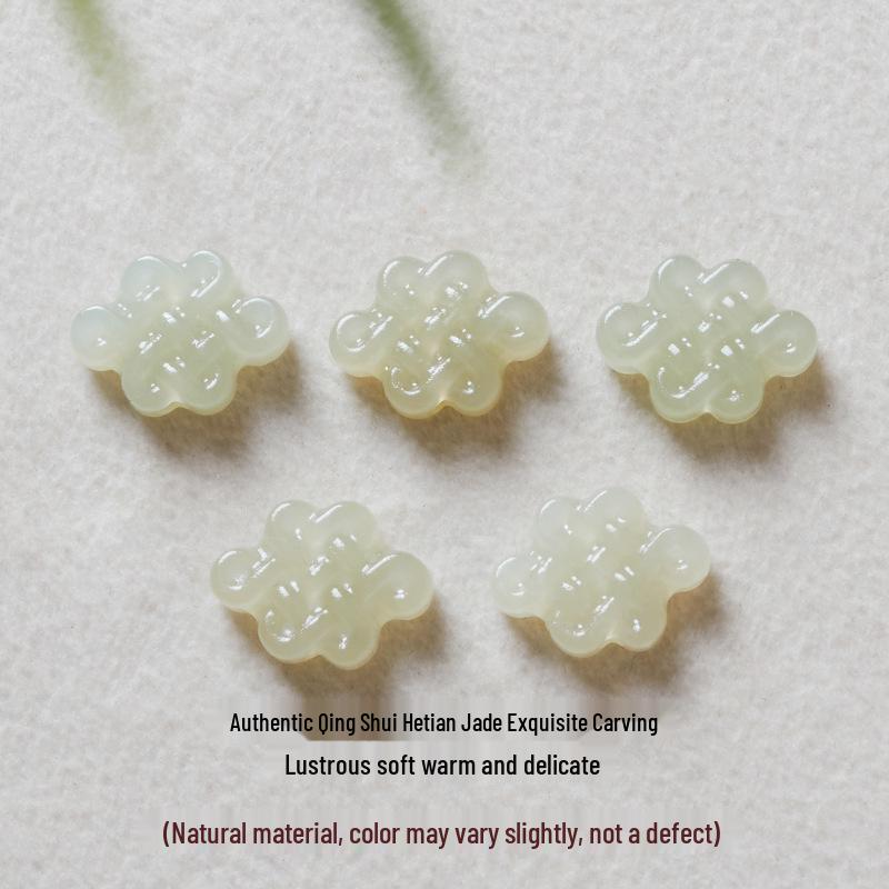 Hetian Jade Bracelet with Chinese Knot and Cloud Crystal Accessories