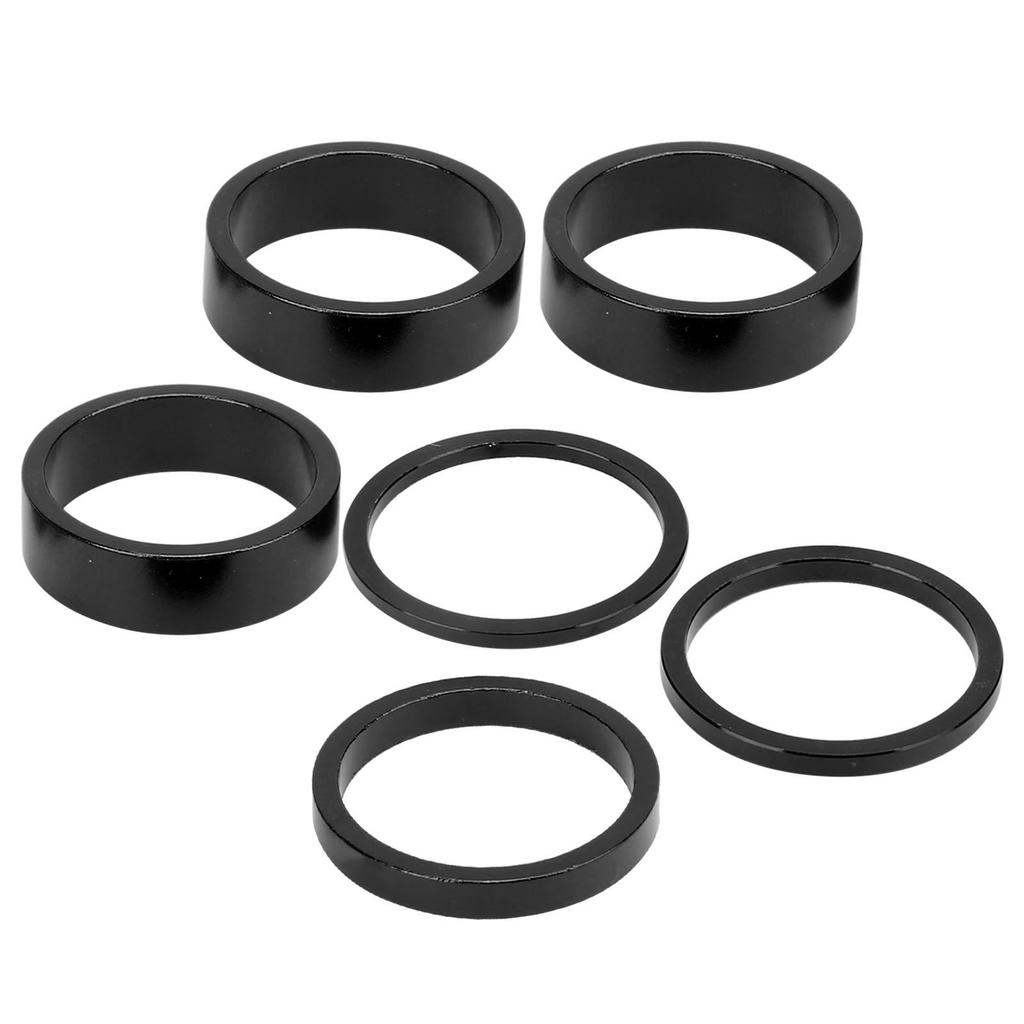 6Pcs Bicycle Headset Spacer Aluminium Alloy Bike Handlebar Stem Spacers for Mountain BikeBlack