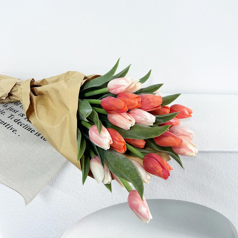 

Artificial Tulip Bouquets Home Artificial Flowers Green Plants Table Ornaments Wedding Decorations 1pc помаранчевий