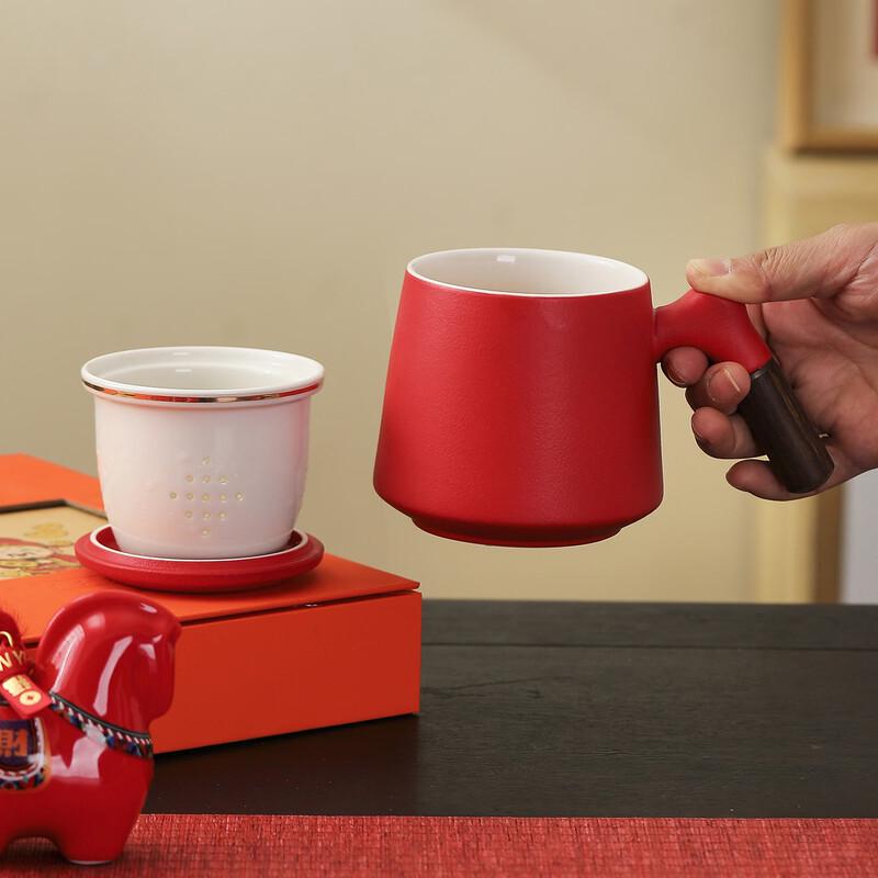 Chinese Chic Lucky Year of the Horse Ceramic Tea Mug Set