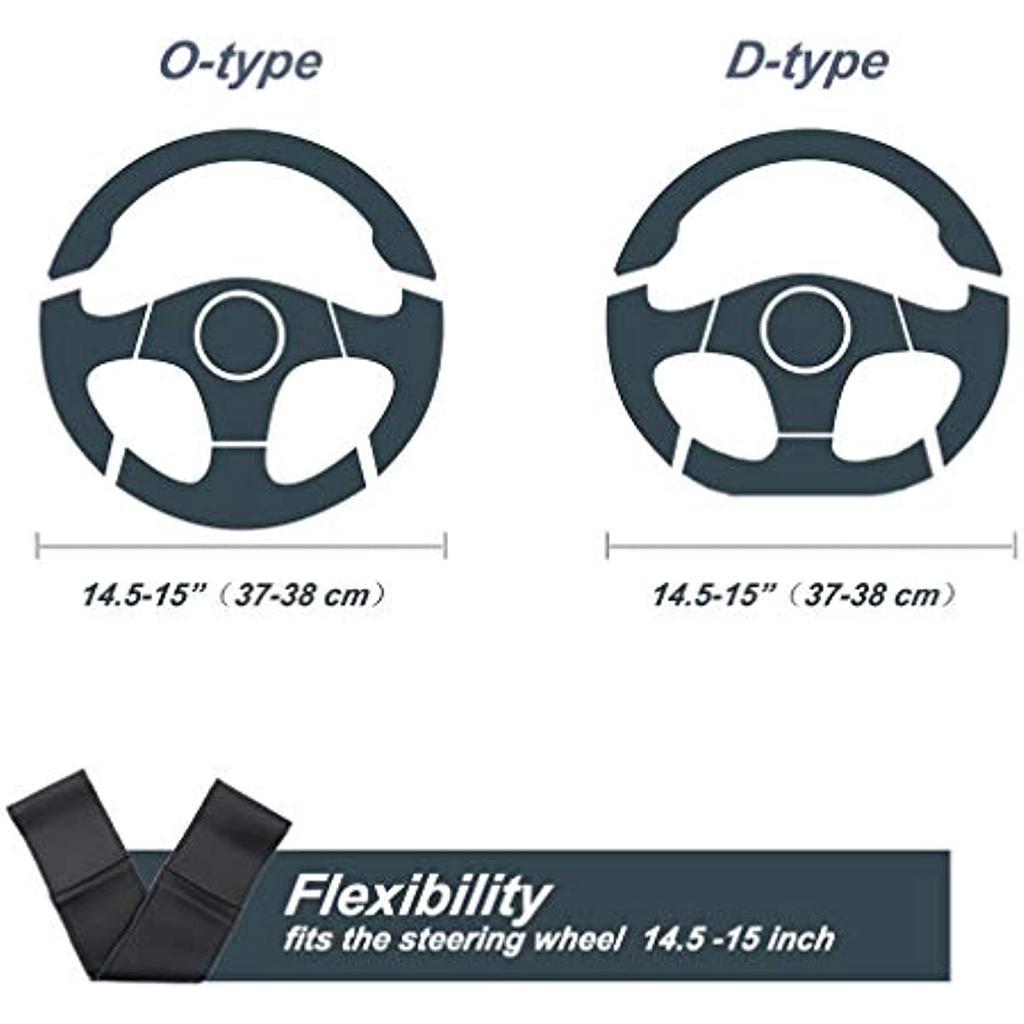 Leather Car Steering Wheel Cover Universal Size For Diy Steering Wheel Cover Non-Slip And Soft 37–38 Cm