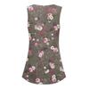 Ladies Casual Plus Size Loose Tank Top Flower Print Sleeveless Pleated T-Shirt
