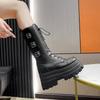 Fashion 2025 New 9cm Fashion Brand Autumn Winter Women's Shoes Chunky High Heels Thick Platform Black Punk Casual Knee High Boots