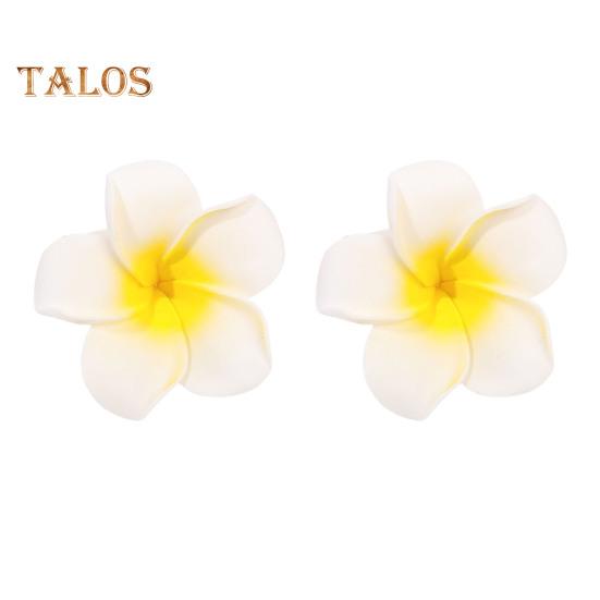 2Pcs Plumeria Flower Hairpin Non-slip Colorful Side Clips Decorative Plastic Hair Accessories for Women Girls