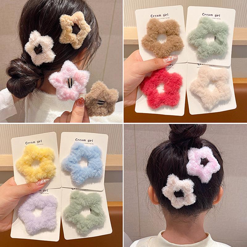 10Pcs Winter Plush Y2K Star Bb Hair Clips For Women Hairpins Cute Fluffy Side Bangs Clips Headdress Hair Accessories
