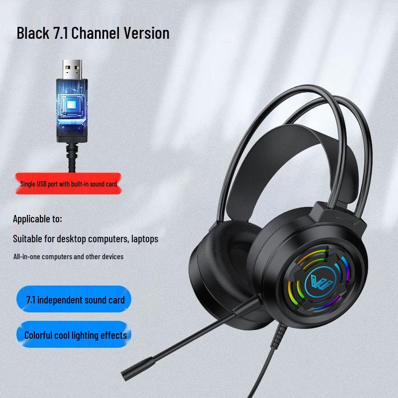 Căști de gaming over-ear cu sunet surround 7.1 și microfon pentru PC și laptop