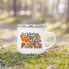 Hello Pumpkin Print Enamel Mugs Coffee Cups Fall Thanksgiving Party Juice Mug Handle Cup Autumn Holiday Gifts for Family Friends