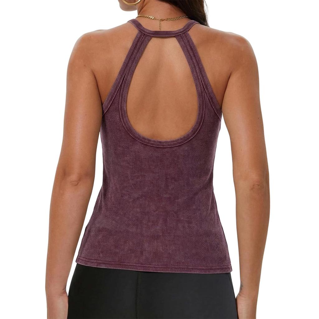 Women Fashion Casual V Neck Sleeveless Slim Fit Backless Basic Tank Top Y2K Style Summer Layering Shirt