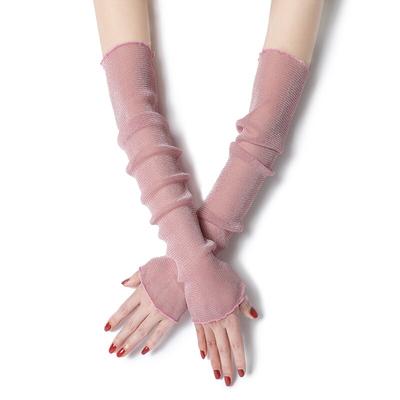 Summer Fashion Lady Gauze Sun Protection Sleeves Gloves Women Thin Long Fingerless Arm Warmers Sunscreen Uv Breathable Mittens