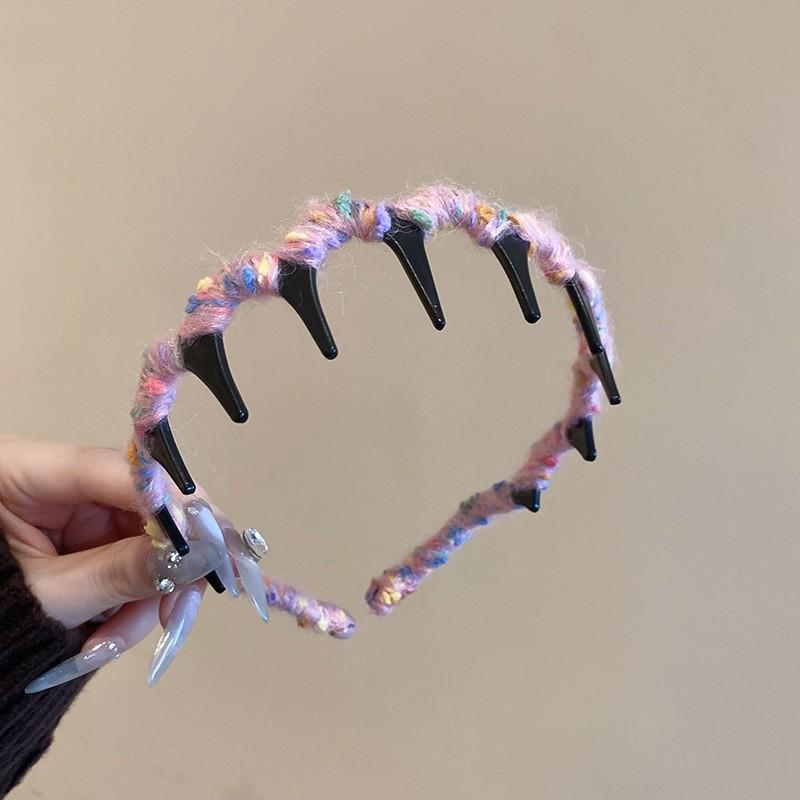 Mesh winding crystal headband new fashion simple headgear with teeth fluffy high skull top hair accessories