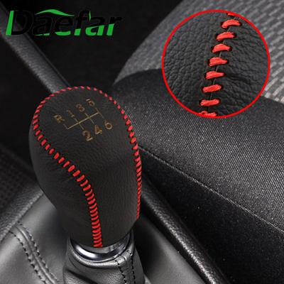 Daefar Auto 5 6 Speed Leather Gear Collars for Hyundai Elantra GT Accent Solaris Avante MD I30 MT Car Shift Knob Cover