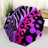 1pc Animal Prints Zebra and Leopard Patterns Automatic Folding Umbrella - Compact 8-Rib Design, Durable Plastic & Iron, Lightweight Daily Use094