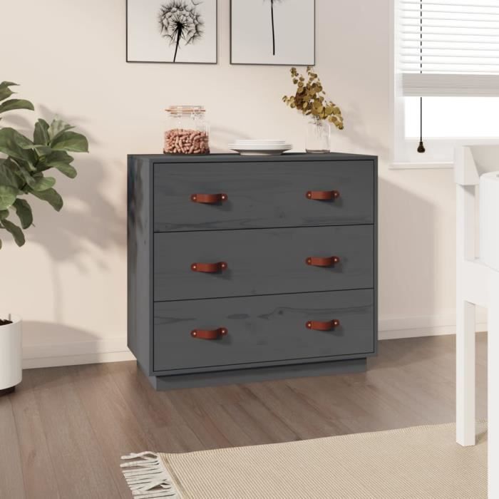 VidaXL Buffet Gris 80x40x75 cm Bois massif de pin 820109