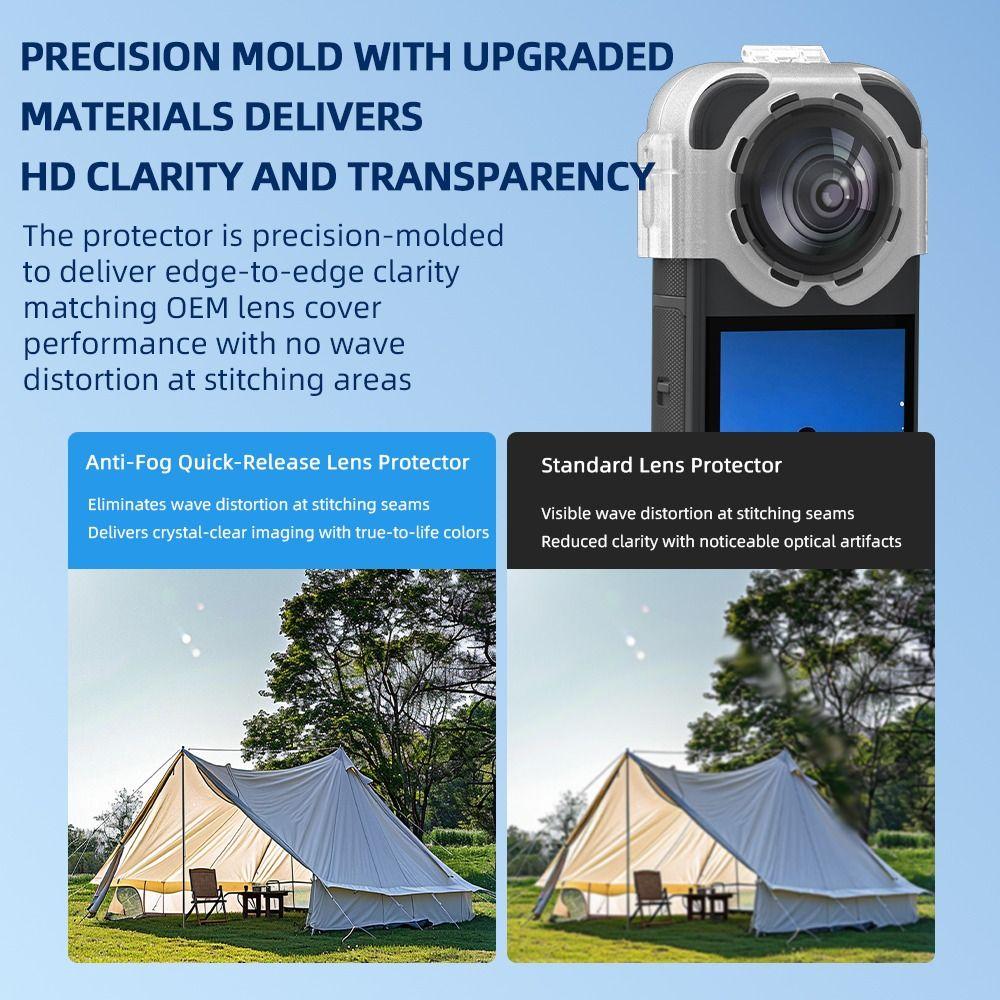 Anti-fog Lens Guard Transparent Quick-release Lens Cover Optical-grade PC Protective Cap for Insta360 X5