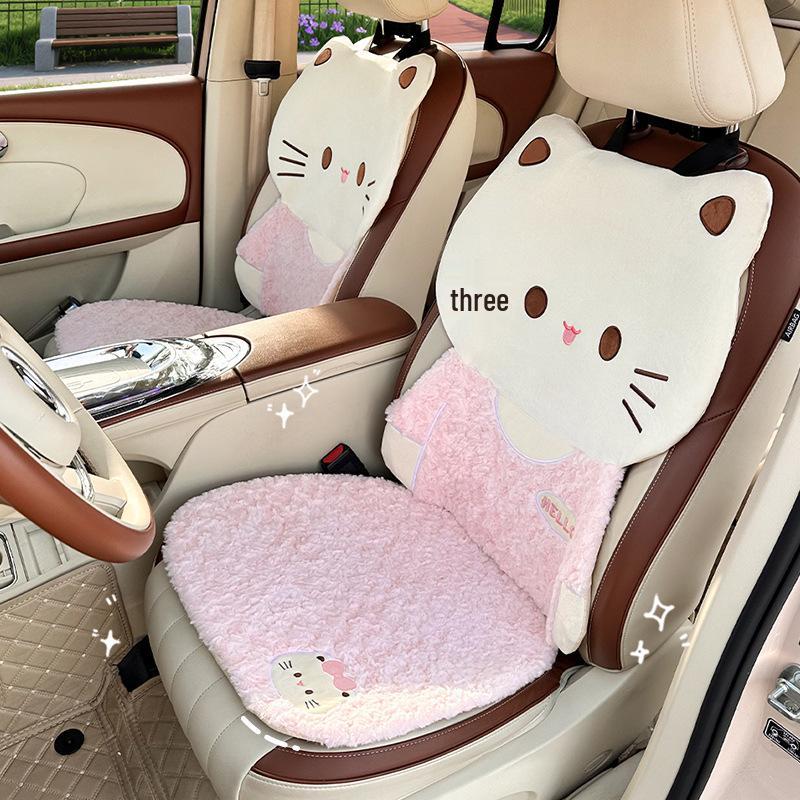 Cartoon Cat Plush Car Seat Cushion – Warm Winter/Autumn Rear Cover