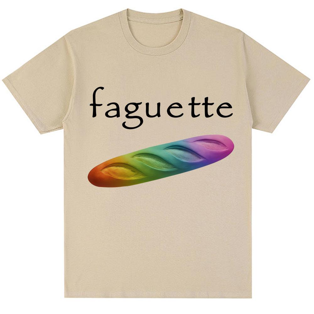 

Fun Rainbow Baguette Expression Pattern T-shirt, Creative and Humorous 2025 Summer Pure Cotton 100% Printed Loose T-shirt 4XL