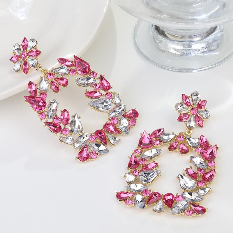 Boucles d'oreilles pendantes Zircon Fleur Colorée pour Femmes, Boucles d'oreilles pendantes Statement pour Fête & Usage Quotidien