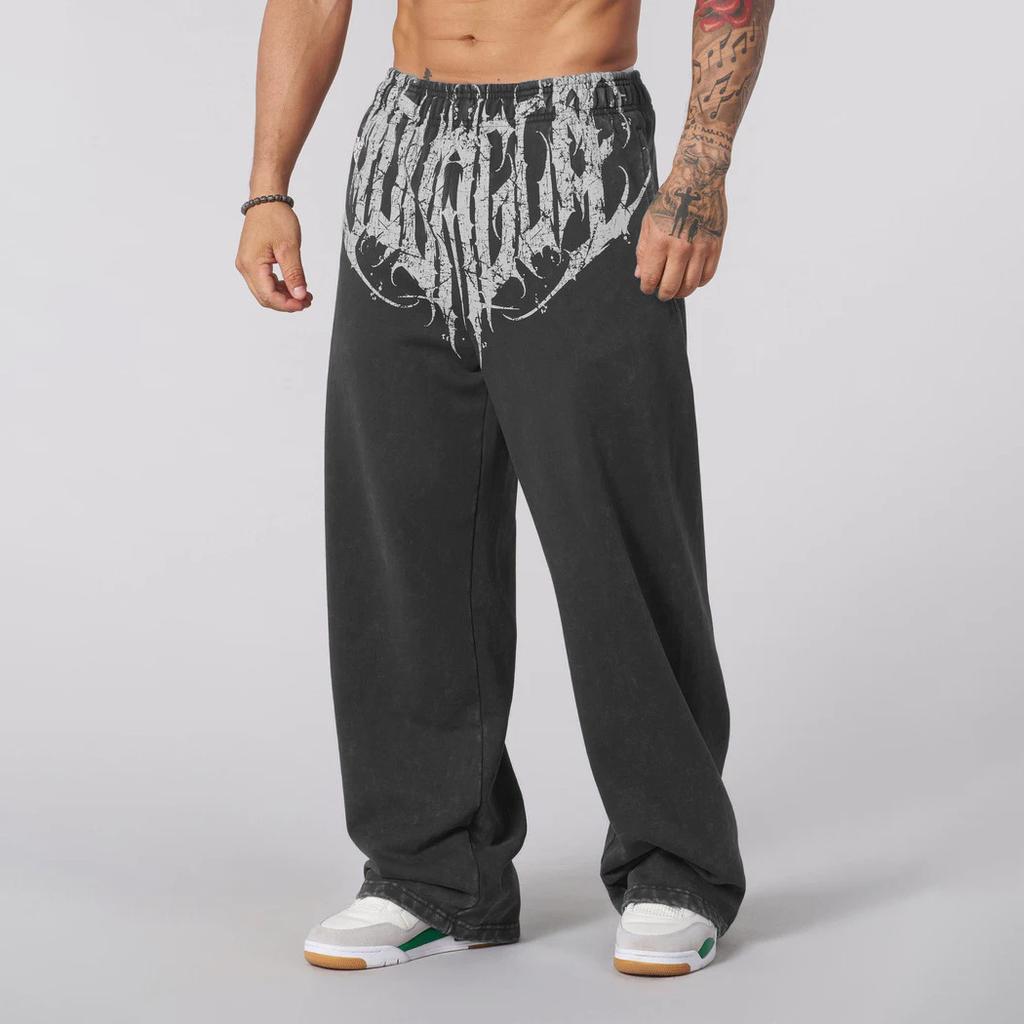 New-style, Trendy, Large-print Cotton Outdoor, Sports, Fitness and Casual Loose-fit Straight-leg Trousers
