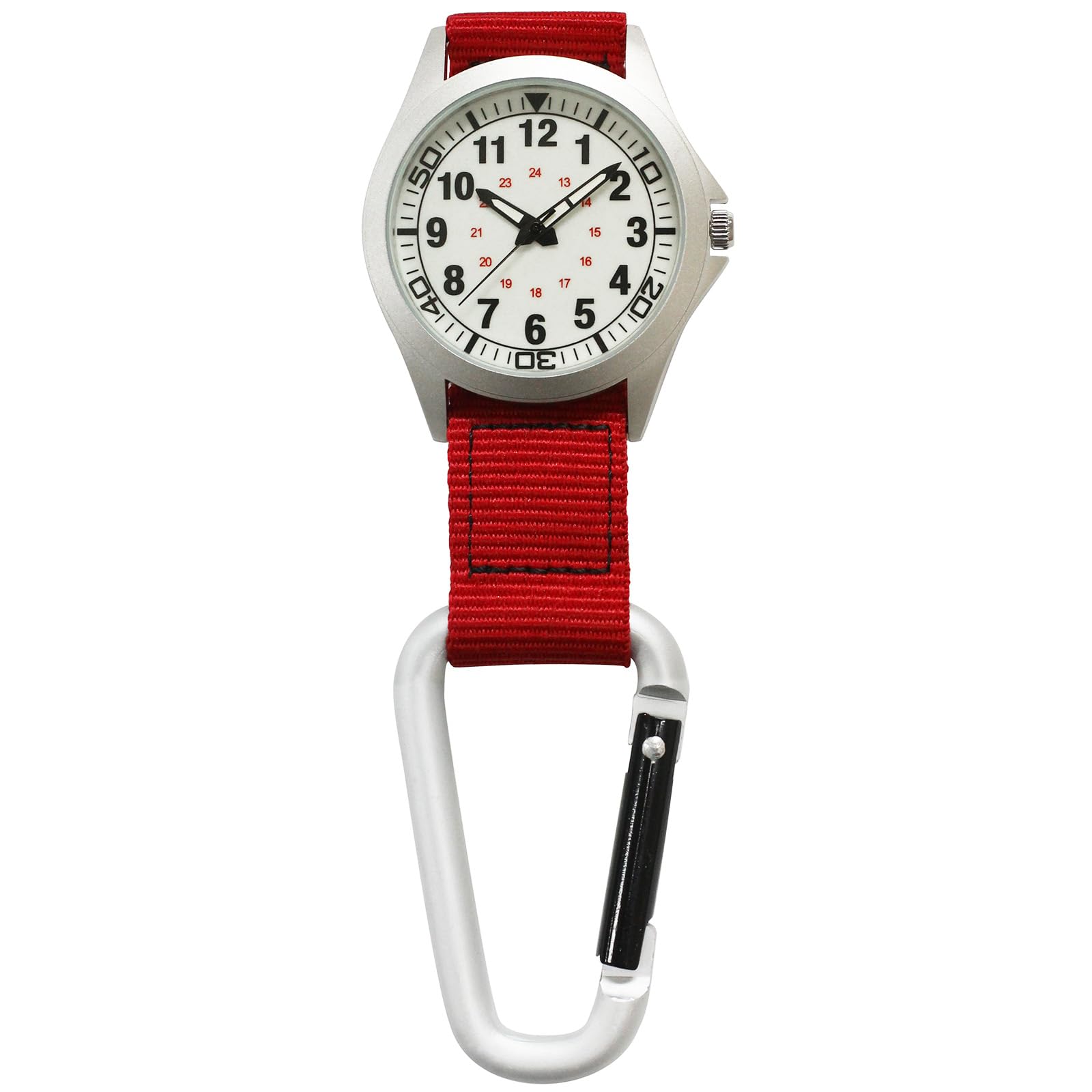 CREPHA Analog Pocket Watch for with Carabiner Red (Klepha) Men, Waterproof, Keychain, CB-A4153-LUR