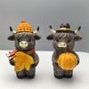 2pcs Cute Highland Cattle Ornament Resin Animal Figurine Sculpture Home Decor Cow Statue  Farmhouse