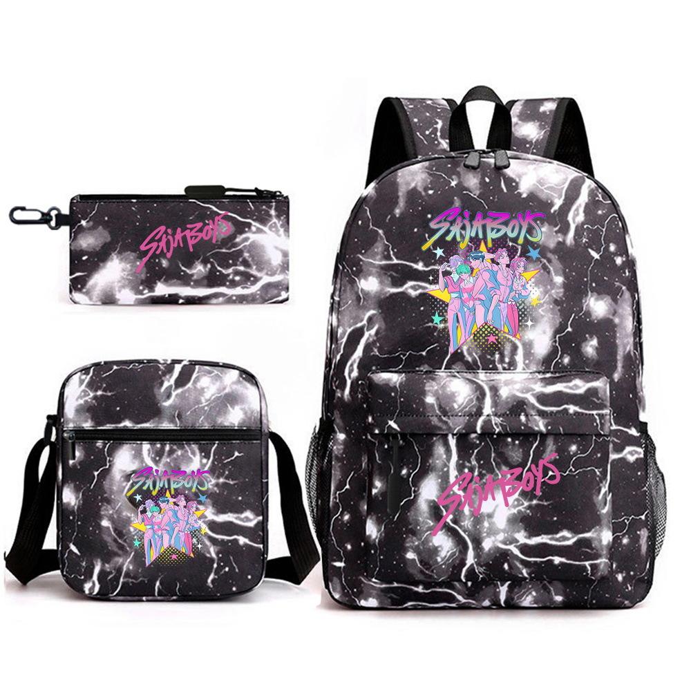 Demon Hunter Girl Group Backpack Kpop Backpack Digital Color Printing Boys And Girls School Bag Shoulder Bag Three-Piece Set