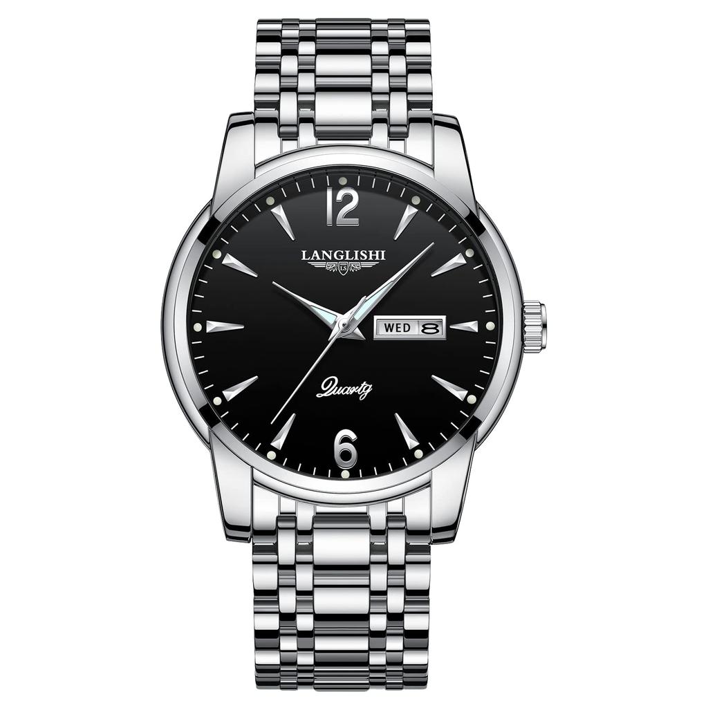 AKNIGHT Men's Analog Watch with Anti-Reverse Bezel, Easy-to-Read Luminous Dial, Stainless Steel Band, 30m Water Resistance, Japanese Manual