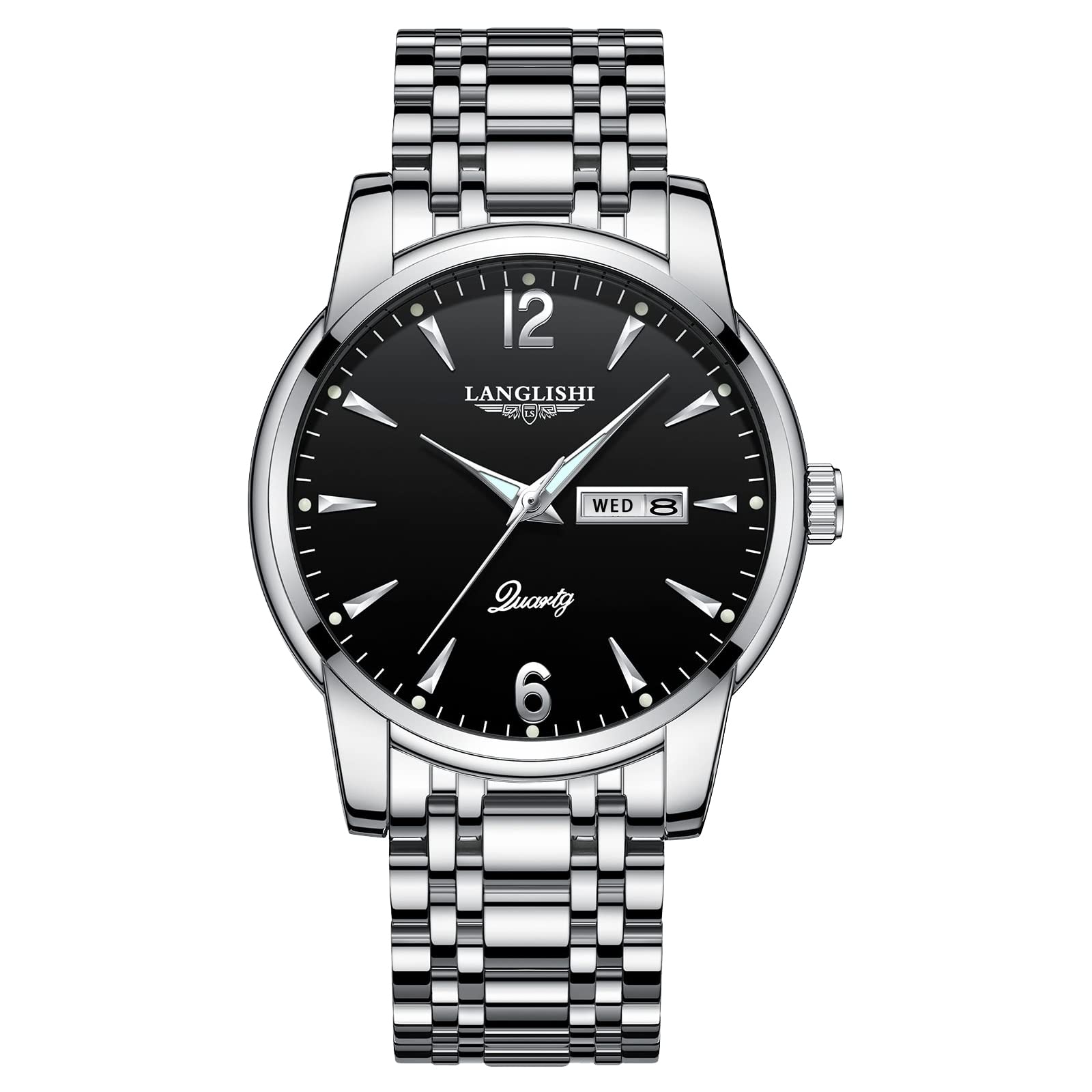 

AKNIGHT Rotating Analog Stainless Steel 30m Water Date Japanese Instruction Manual Men s Watch, Anti-Reverse Bezel, Watch, Stylish, Crystal,