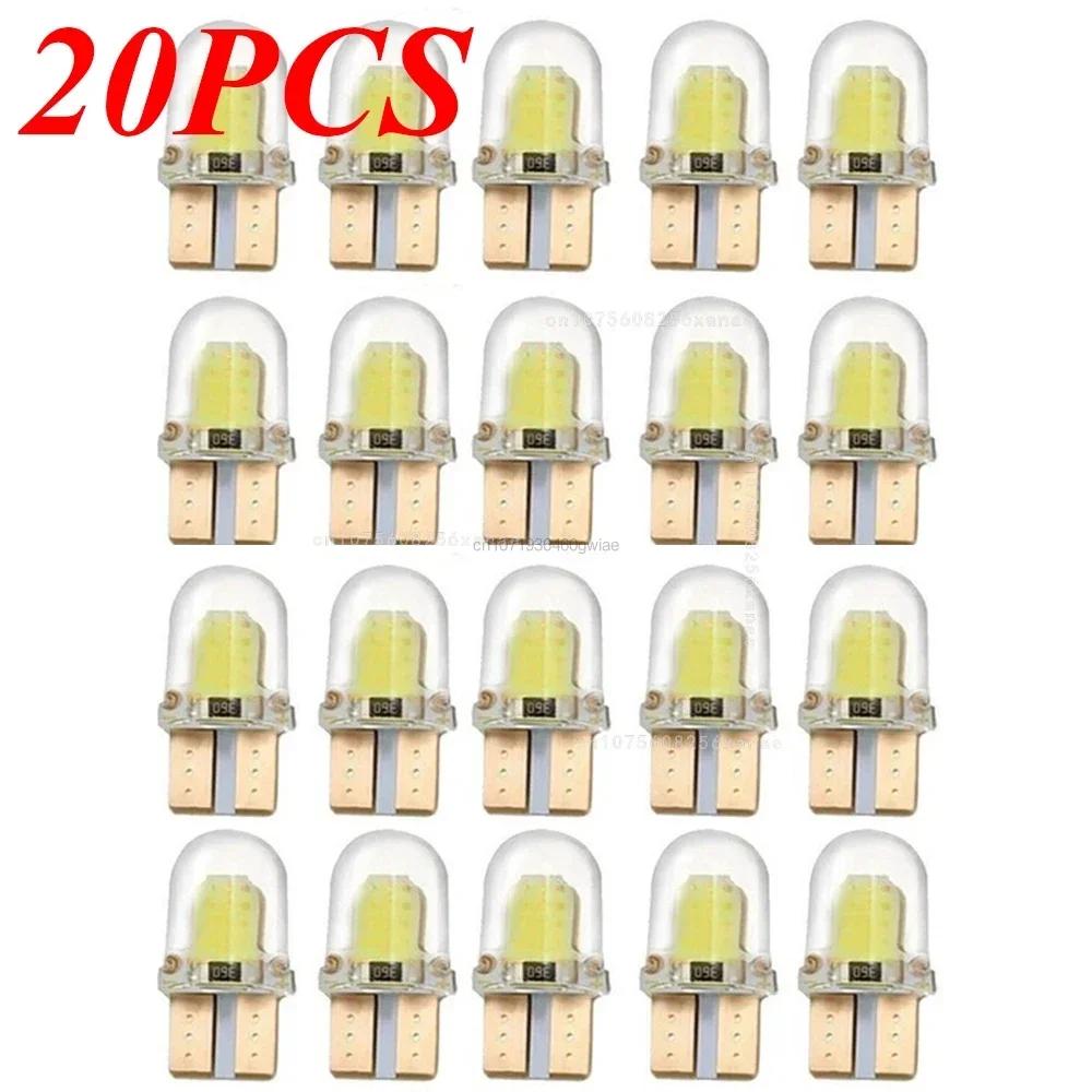 5/40PCS Light Bulbs LED W5W T10 COB 4SMD Led Parking Bulb Auto Wedge Clearance Lamp Canbus Silica Bright White License Amagi
