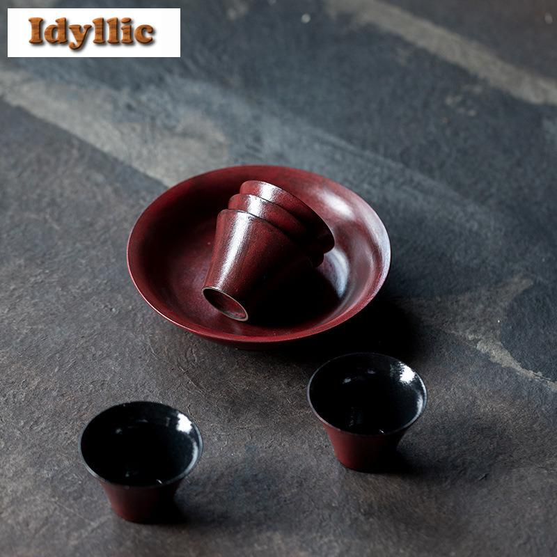 2pc/lot Powder Yin Hawthorn Red Teacup Luxury Tea Bowl Tea Cup Set Tea-tasting Fragrance Cup Chazhan Master Cups For Tea 35ml