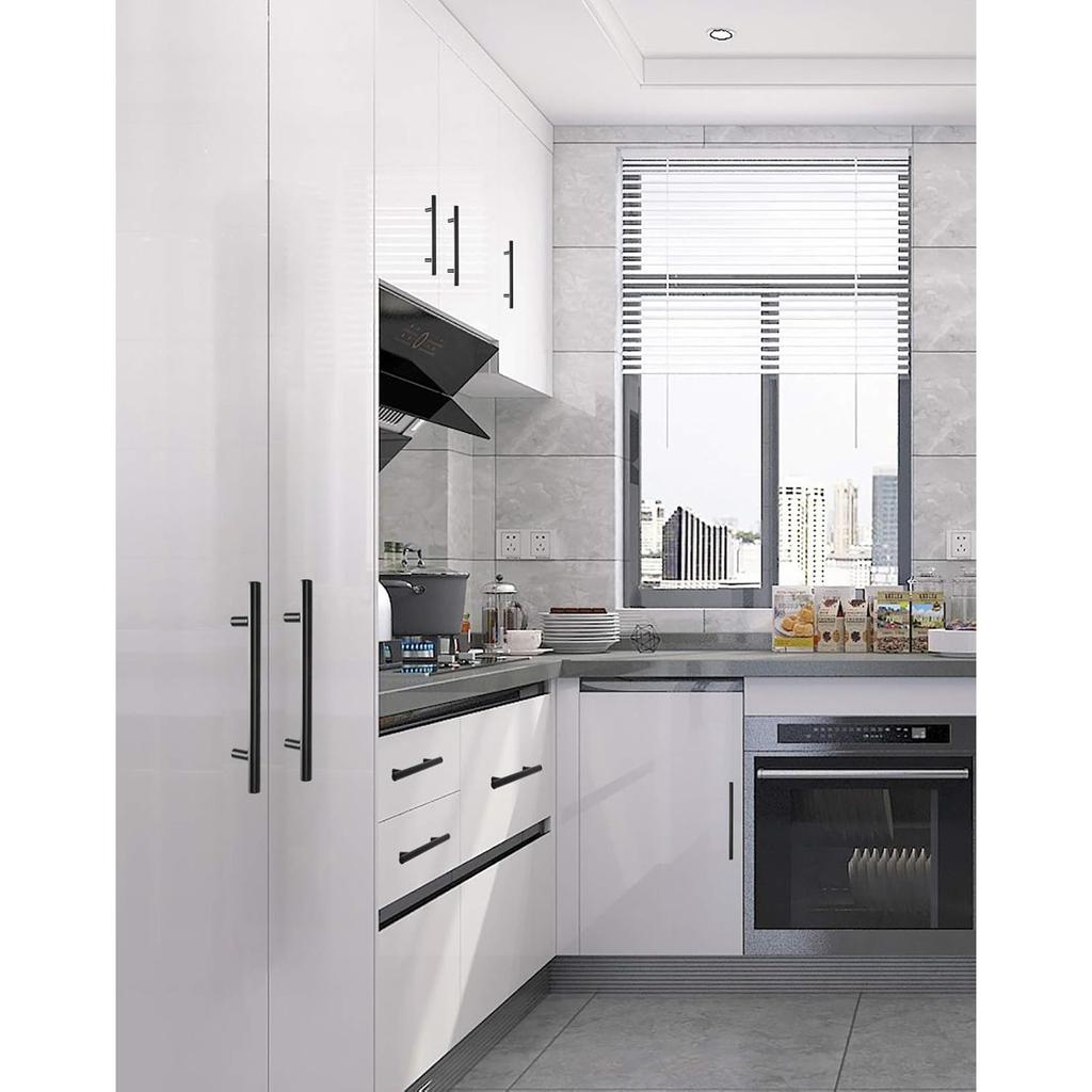 6pack 6'' Cabinet Pulls Matte Black Stainless Steel Kitchen Cabinet Handles Drawer Pulls 6”Length, 4” Hole Center