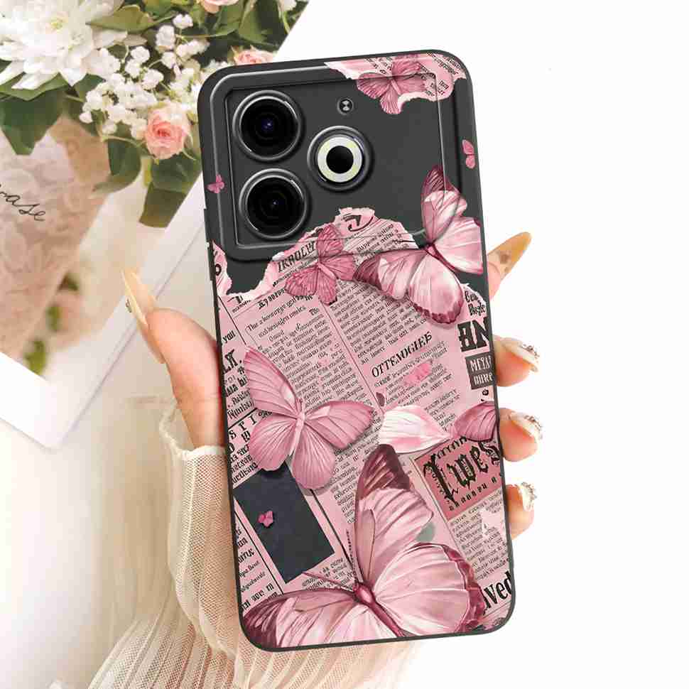 For Tecno Pova 6 Neo Case Pink Cherry Cartoon Silicone Phone Casing Tecno Pova6 Neo 6Neo LI6 Case Protection Back Cover