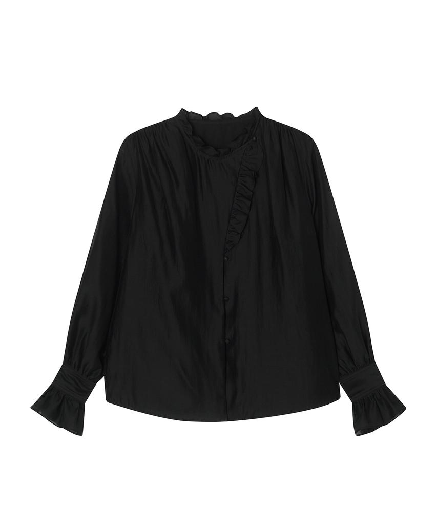 Meibeoyu Trimming Frill Blouse _ Black