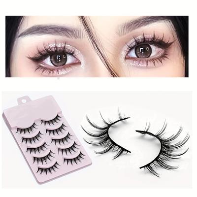 Five Pairs of Natural Three-dimensional Cross Daily Nude Makeup False Eyelashes Big Eye Accessories Slim Long Thick Curl Mother Sense False Eyelashes