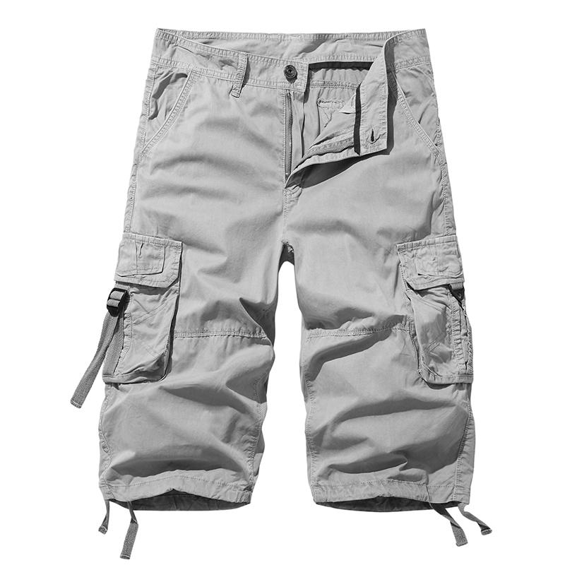 Mens 3/4 Cargo Shorts Summer Casual Cotton Combat Pants Multi Pocket