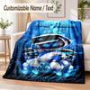 Astro Bot Custom Name Flannel Throw Blanket Soft Warm for Sofa Bed Indoor Home Use