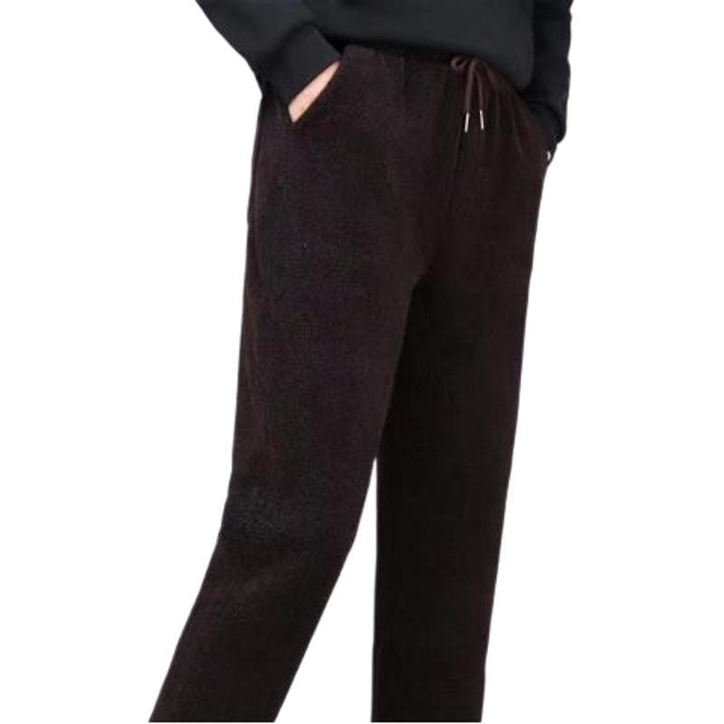 Men's Plush High Waist Velvet Casual Pants - Loose Fit, Straight Cut, Large Size