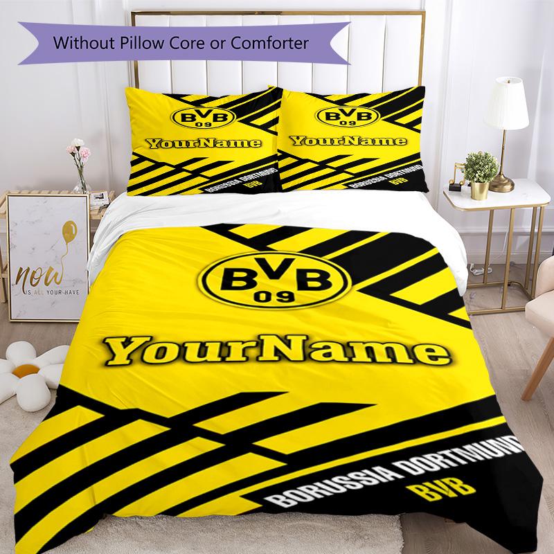 Borussia Dortmund Customize Your Name Bedding Set Breathable Duvet Cover with Pillowcases Home Decoration Birthday Gift